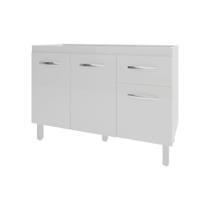 Balcão Armário Gabinete Para Pia De Cozinha 118 Cm Aline 3 Portas E 1 Gaveta Branco Balcão Armário Gabinete Para Pia De Cozinha 118 Cm Aline 3 Portas E 1 Gaveta Branco