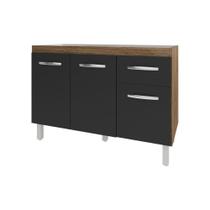 Balcão Armário Gabinete Para Pia De Cozinha 118 Cm Aline 3 Portas E 1 Gaveta Preto Balcão Armário Gabinete Para Pia De Cozinha 118 Cm Aline 3 Portas E 1 Gaveta Preto