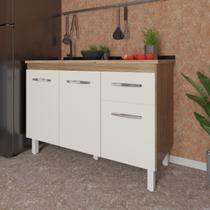 Balcão Armário Gabinete Para Pia de Cozinha 118 cm Aline 3 Portas e 1 Gaveta Savana Off White Balcão Armário Gabinete Para Pia de Cozinha 118 cm Aline 3 Portas e 1 Gaveta Savana Off White