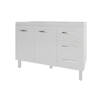 Balcão Armário Gabinete Para Pia De Cozinha 118 Cm Bruna 2 Portas E 3 Gaveta Branco Balcão Armário Gabinete Para Pia De Cozinha 118 Cm Bruna 2 Portas E 3 Gaveta Branco