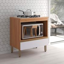 Balcão Armário Macadâmia 800mm Telasul P/Cooktop 5 Bocas Freijó/Branco - Telasul Balcão Armário Macadâmia 800mm Telasul P/Cooktop 5 Bocas Freijó/Branco - Telasul