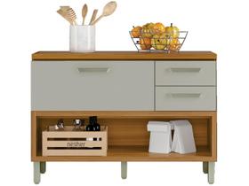 Balcão Armário Multiuso Organizador Cozinha 2 Portas 1 Gaveta Princesa Marrom Freijó Off White