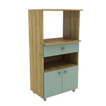 Balcão Armário Multiuso para Forno 2 Portas 1 Gaveta 60cm Cor Carvalho/Verde - Mademóvel
