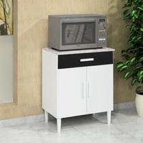 Balcão Armário Organizador Microondas Simples Cozinha Branco/Preto