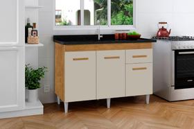 Balcão Armário ou Gabinete CA Para Pia de Cozinha 1.20m Cor Ipê / Off White