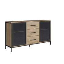 Balcão Armário para Cozinha Sala De Jantar Buffet Oak Preto 150cm Estilo Industrial Placa e Ponto Balcão Armário para Cozinha Sala De Jantar Buffet Oak Preto 150cm Estilo Industrial Placa e Ponto
