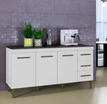 Balcão Atenas 3 Portas 3 Gavetas Kaiki Móveis - Branco