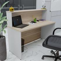 Balcão Atendimento Recepção Consultório 120x60cm Bege/Carvalho/Branco