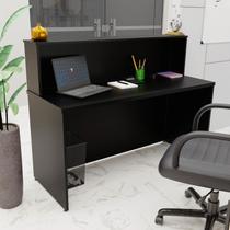 Balcão Atendimento Recepção Consultório 140x60cm Preto Balcão Atendimento Recepção Consultório 140x60cm Preto