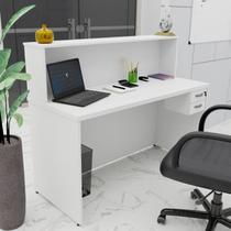 Balcão Atendimento Recepção Consultório com Gaveta 120x60cm Branco Balcão Atendimento Recepção Consultório com Gaveta 120x60cm Branco