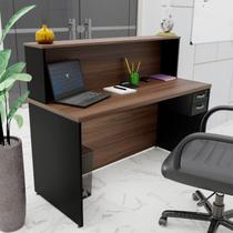 Balcão Atendimento Recepção Consultório com Gaveta 120x60cm Marrom/Nogal Balcão Atendimento Recepção Consultório com Gaveta 120x60cm Marrom/Nogal