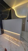 Balcão Atendimento Recepção Consultório Ripado Led 140cm