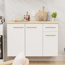 Balcão Auxiliar Modulado Bancada Cozinha Compacta Bege/Dubai/Branco Balcão Auxiliar Modulado Bancada Cozinha Compacta Bege/Dubai/Branco