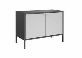 Balcão Baixo Multiúso Itatiaia Smart - 2 Portas - Preto Matte c/ Cinza