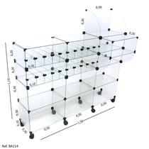 Balcão Baleiro Caixa Modulado em Vidro com Rodízios - 1,50 x 1,10 x 0,30 - Tatinet