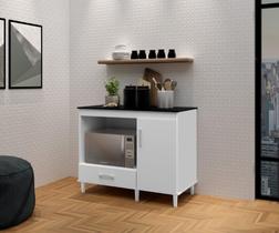 Balcão / Bancada CLASS Com Nicho Para Forno ou Microondas 1 Gaveta + 1 Porta Cor Branco