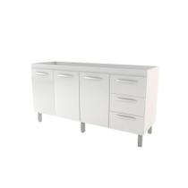 Balcão Bancada Suporte Móvel Cozinha Armário Gabinete Pia 160 cm Emily 3 portas e 3 Gavetas Branco