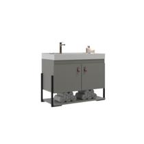 Balcão Banheiro 2 Portas Opera 60cm MDF C/ Cuba Marmorite