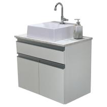 Balcão Banheiro Milão Com Tampo E Cuba - Mdf Branco 62Cm