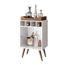 Balcão Bar 4 Nichos para Garrafas com Bandeja Pub Branco