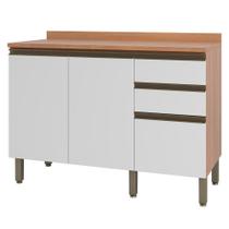 Balcão Bárbara 1200mm 2 Portas 3 Gavetas Freijó E Branco