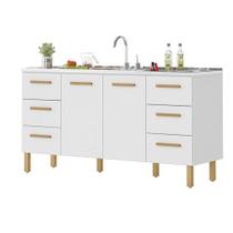 Balcão Belém Para Pia 1,60m Com Portas E Gavetas Branco