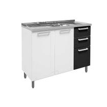 Balcão Bertolini Múltipla 6015 Aço Pia 105cm Branco/Preto