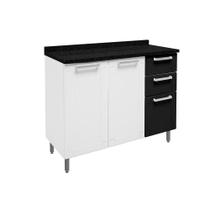 Balcão Bertolini Múltipla 6114 c/Tampo 105cm Branco/Preto