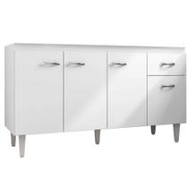 Balcão Bonny para Cozinha Gabinete 4 Portas C/ Tampo Branco/Preto Flex