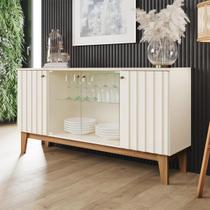Balcão Buffet 1,50m x 0,43m Contemporâneo com 4 Portas 2 em Vidro para Sala de Jantar Balcão Buffet 1,50m x 0,43m Contemporâneo com 4 Portas 2 em Vidro para Sala de Jantar