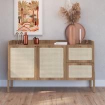 Balcão Buffet 2 Portas 2 Gavetas 139cm Palhinha Pé Madeira Marrom/Hanover