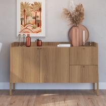 Balcão Buffet 2 Portas 2 Gavetas 139cm Pé Madeira Artesano Oslo Marrom/Hanover Balcão Buffet 2 Portas 2 Gavetas 139cm Pé Madeira Artesano Oslo Marrom/Hanover