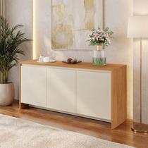 Balcão Buffet 3 Portas 1 Gaveta 160cm Madrid Bege/Cedro/Off White Balcão Buffet 3 Portas 1 Gaveta 160cm Madrid Bege/Cedro/Off White