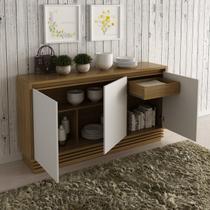 Balcão Buffet 3 Portas 1 Gaveta BB2610 Tecnomobili Bege/Marrom