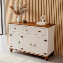 Balcão Buffet 3 Portas 3 Gavetas Tampo Base e Pés em Madeira Maciça Joy Balcão Buffet 3 Portas 3 Gavetas Tampo Base e Pés em Madeira Maciça Joy