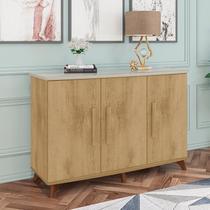 Balcão Buffet 3 Portas 5 Prateleiras Diamante com Tampo Semi Curvo em Vidro