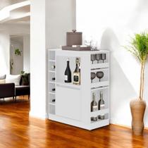 Balcão Buffet Adega Bar Branco com Prateleiras e Nichos para Vinho - Pleno