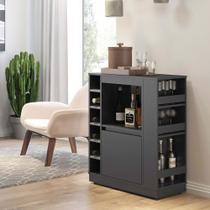 Balcão Buffet Adega Bar com Prateleiras e Nichos para Vinho Preto - Pleno Balcão Buffet Adega Bar com Prateleiras e Nichos para Vinho Preto - Pleno