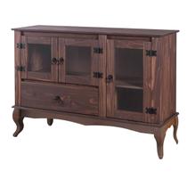 Balcão Buffet Aparador 3 Portas 1 Gaveta Portas de Vidro Pés Luiz XV D125