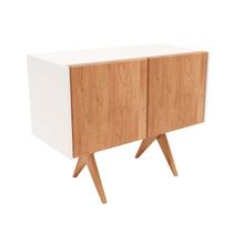 Balcão Buffet Aparador Lenny 94 Cm 2 Portas Laca com Madeirado