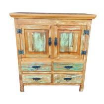 Balcão Buffet Arcaz 4 Gavetas Madeira de Demolição 90cm com Pátina Sudeste Rústico