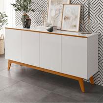 Balcão Buffet Ares Lux 4 Portas 2 Prateleiras Branco - Tebarrot