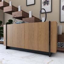 Balcão Buffet Balneário Camboriú 4 Portas 2 Prateleiras Freijó/Preto - Panorama Móveis