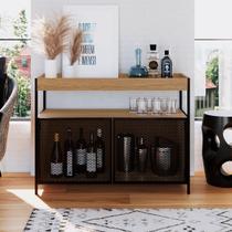 Balcão Buffet Bar 100cm 2 Portas Industrial Hanover/Preto
