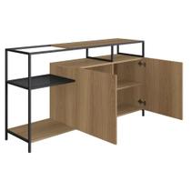 Balcão Buffet Bar Industrial York Artesano 135 cm (largura) em MDP Hanover Duas Portas Aço Preto