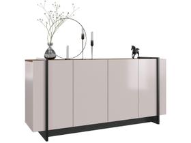 Balcão Buffet Copacabana 4 Portas 2 Prateleiras Off White/Nogueira Real/Preto Fosco - Colibri