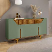 Balcão Buffet Danubio 4 Portas 2 Gavetas Ripado Pistache/Naturalle - Móveis Bechara