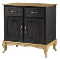 Balcão Buffet de Madeira com 2 Portas e 2 Gavetas Preto Oliva Balcão Buffet de Madeira com 2 Portas e 2 Gavetas Preto Oliva