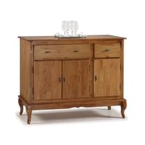Balcão Buffet de Madeira Linz Móveis 60631 com Pés Luis XV 3 Portas e 2 Gavetas Imbuia Glazer