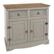 Balcão Buffet de Madeira Maciça com 2 Portas e 2 Gavetas Cinza Lavado